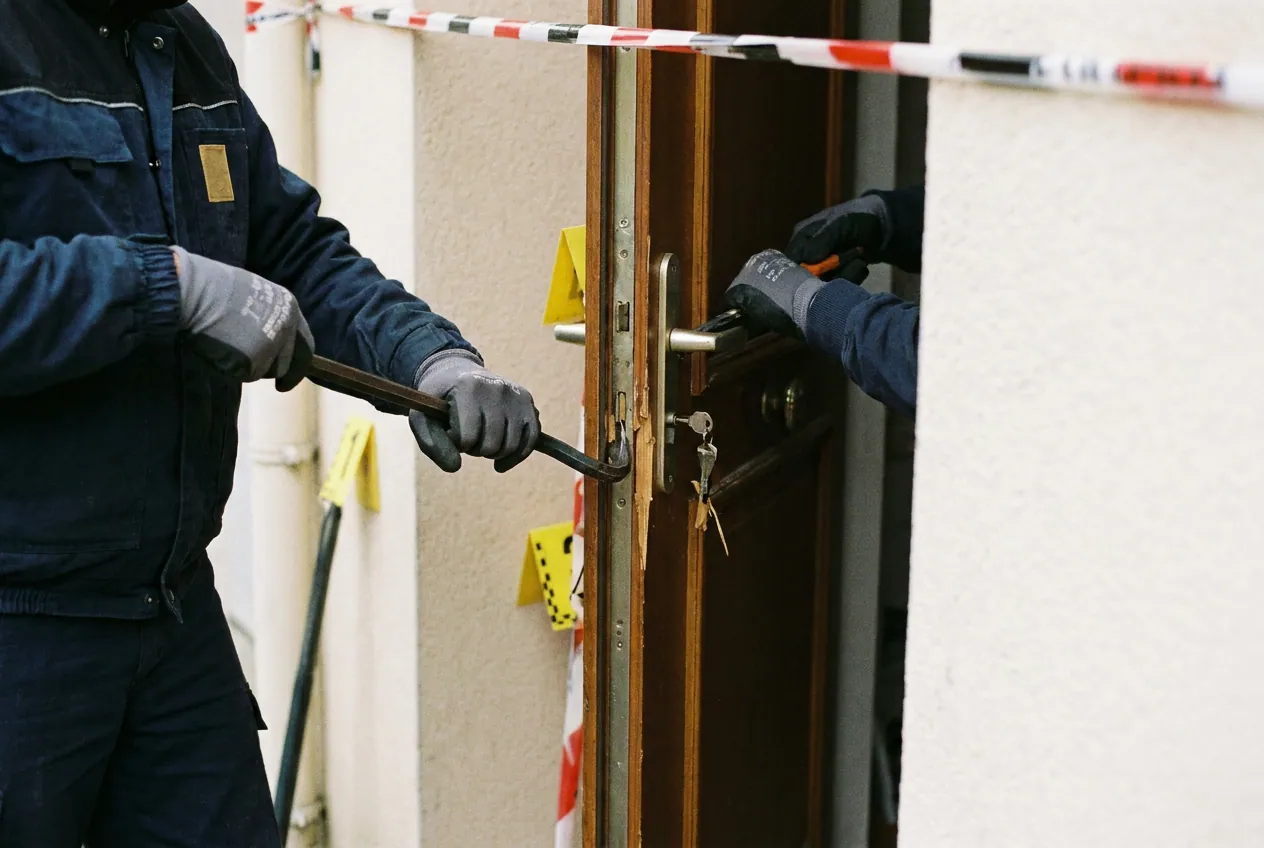 Porte forcee apres une tentative d'effraction dans une residence de l'Essonne