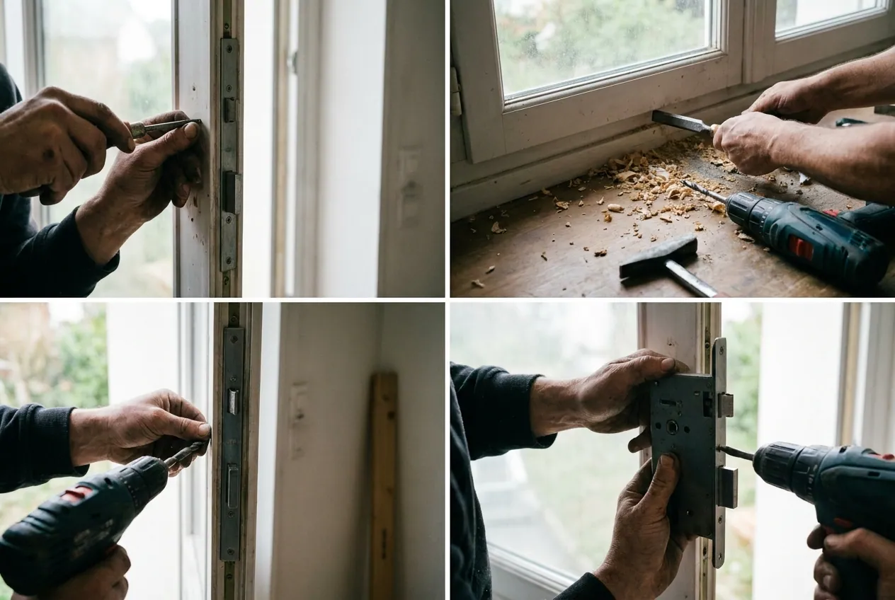 Points de fermeture d'une serrure multipoints renforcant un logement en Essonne
